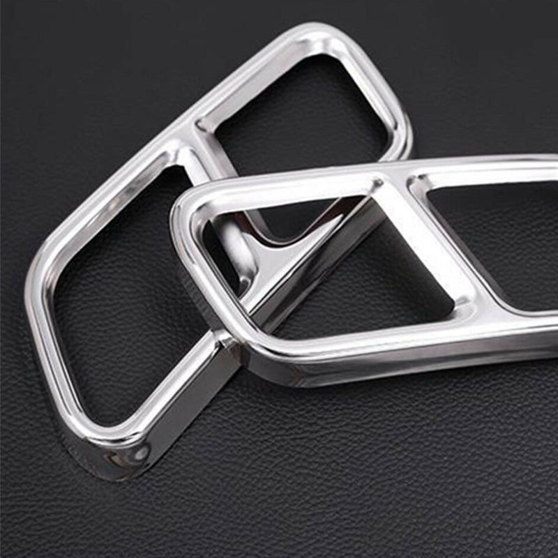 2Pcs/ Set Silver Dual Exhaust End Pipe Muffler Tip Trim Cover Fit For Mercedes S Class W221 W222 C217 Stainless Steel