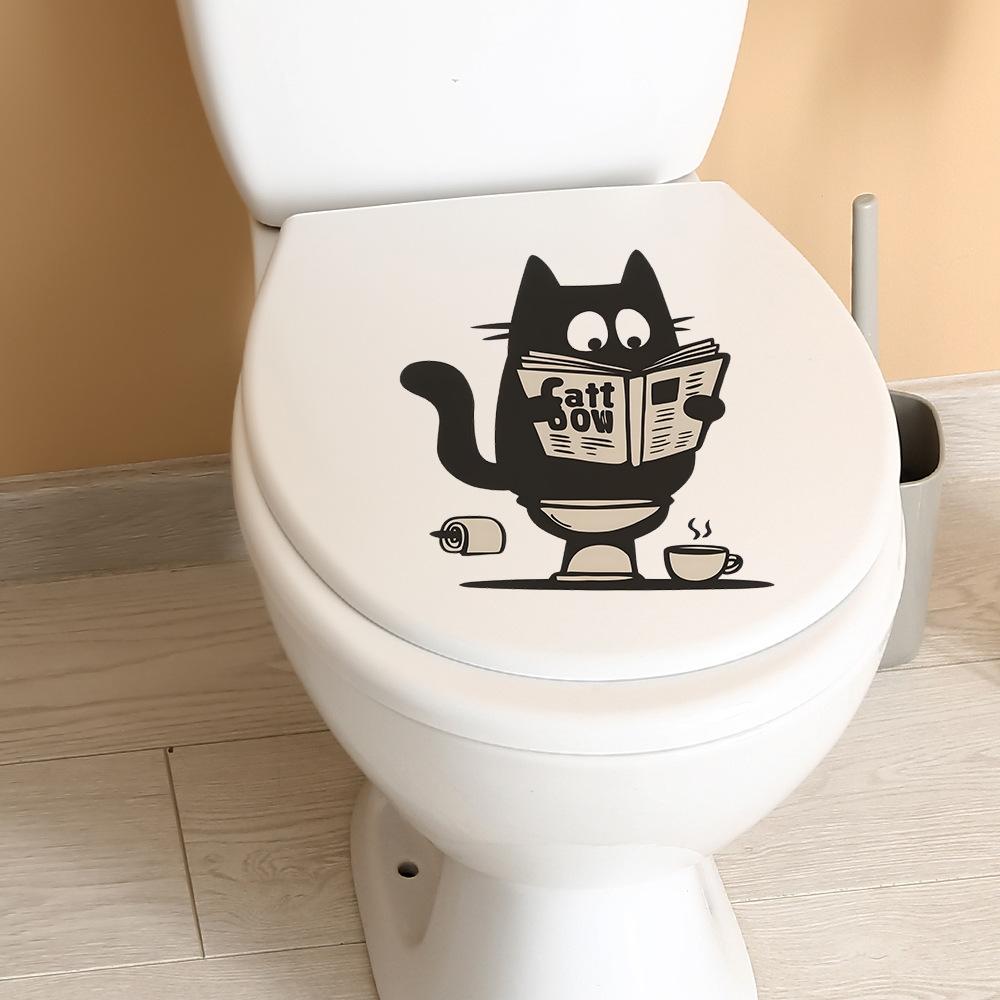 Black Cat Stickers for The Newspaper, Bathroom, Toilet, and Decorative Wall