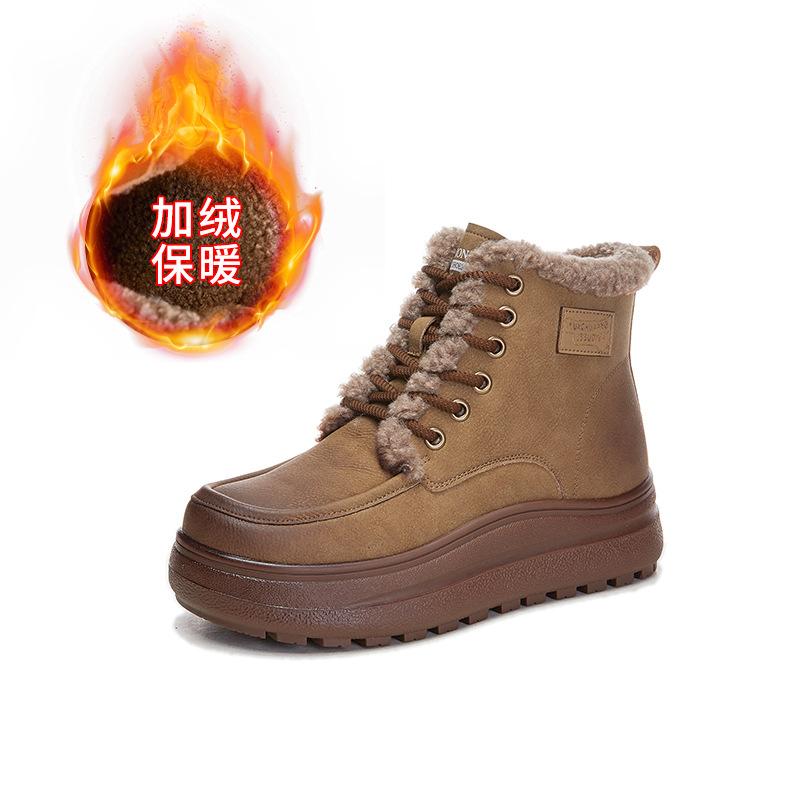 New platform snow boots women's 2025 winter women's velvet warm short boots women's retro famous style versatile women's boots