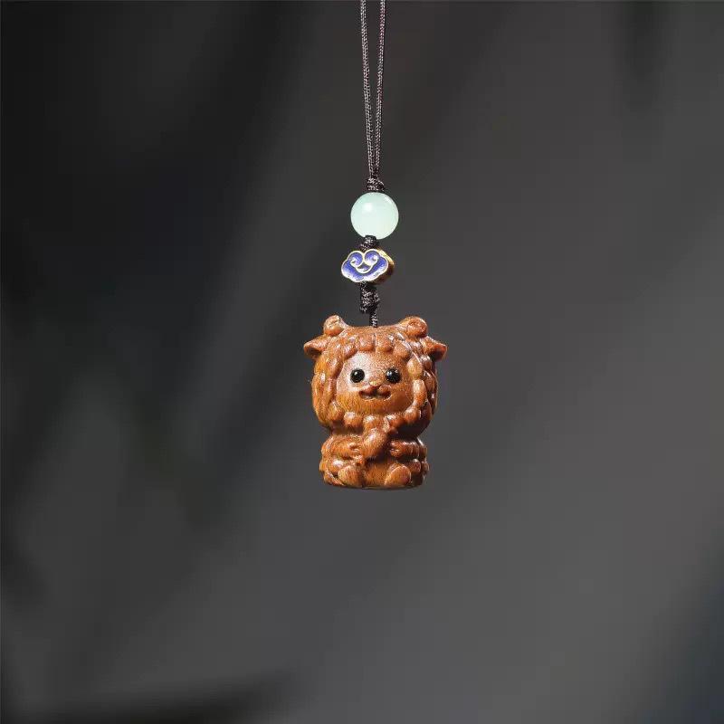 Cliff Cypress Zodiac Wood Carving Pendant Keychain