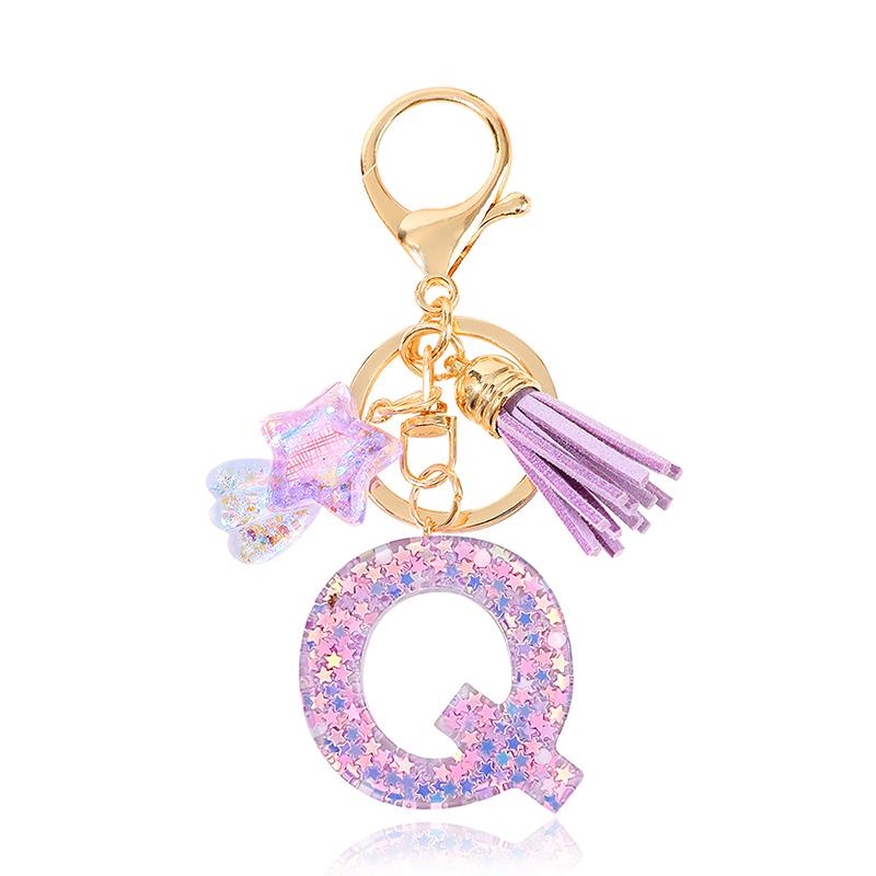 Diy A-Z Letters Keychain Metal Holder Pendent Key Chain Women Car Key Ring Simple Letter Name Key Party Gift Jewelry