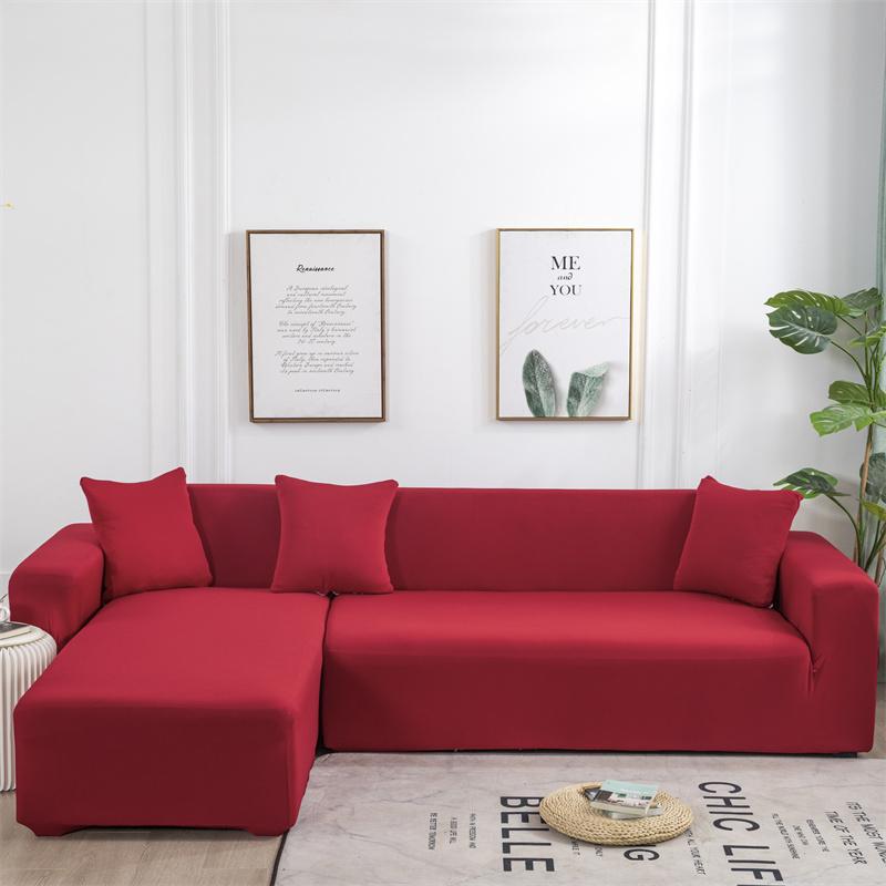Solid Color Sofa Covers for Living Room Elastic Corner Couch Cover L Shaped Chaise Longue Slipcovers Chair Protector Home Decor