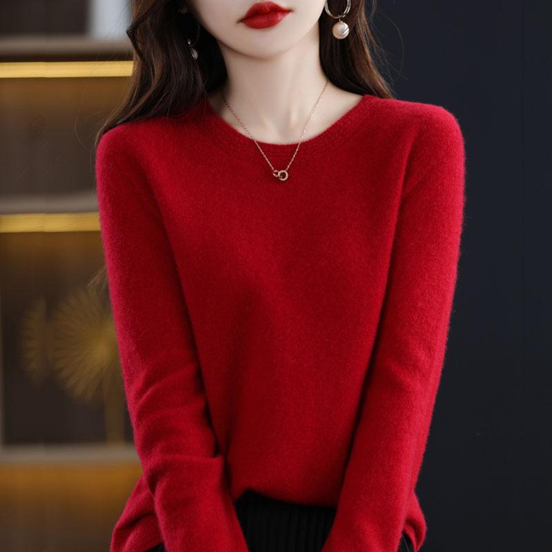 Kashmirtröja för kvinnor Qinghe kashmir 30% kashmir 70% ull Damtröja i höst och vinter i kashmir mjuk och varm