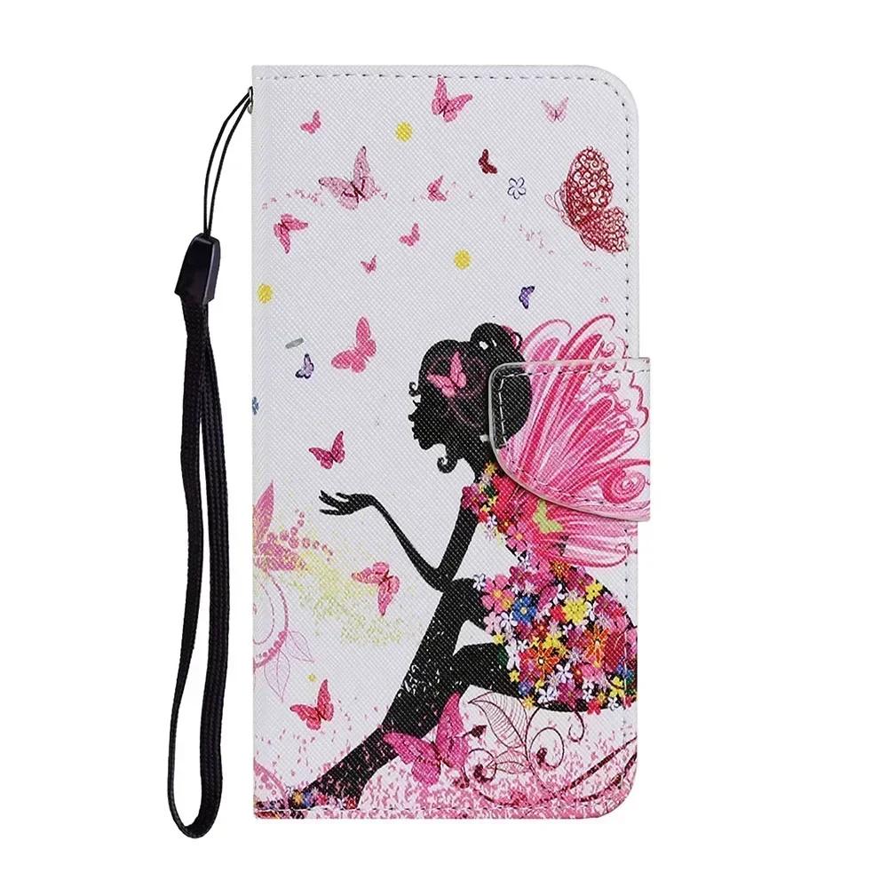 Leather Flip Phone Case For Samung Galaxy A10S A20S A20E A20 A30 A21S A22 A23 A24 A25 Flower Painted Wallet Card Holder Cover