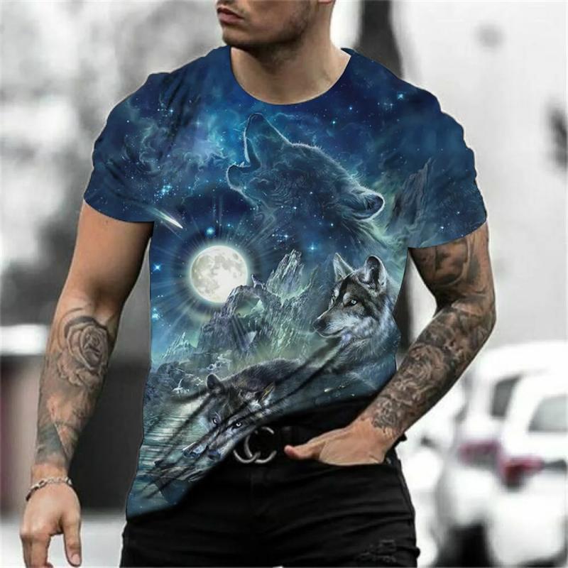 Wolf Graphic T Shirts Men's 3D Print T-shirt Summer Short Sleeve Oversized Men Clothing Harajuku Male Tops Casual Streetwear