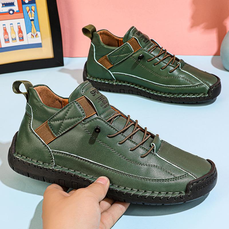 Spring Autumn Sneakers Handmade Leather Women's Shoes Mid-Top Shoes Casual Flats Shoes Slip on Loafers