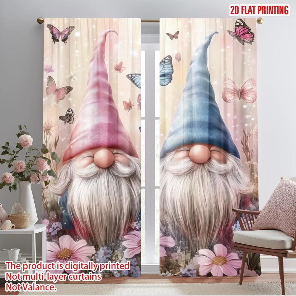 

2 шт., 2D печать на плоскости Популярные шторные панели Садовый гном Блаженство Универсальная полиэстеровая ткань (без удилища) Все сезоны для 52.50×116.00 CM 2pcs