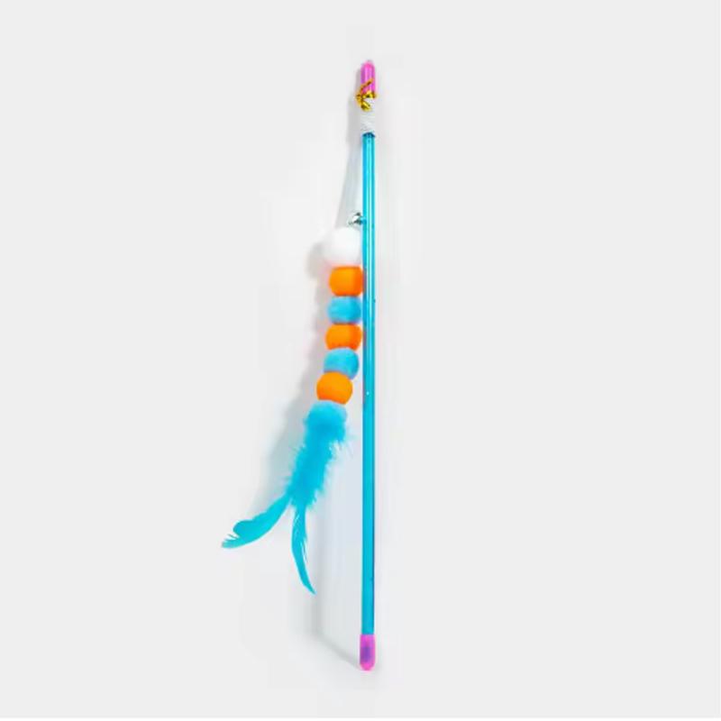 Funny Cat Teaser Interactive Toy Rod with Bell and Feather Toys for Cats Teaser Interactive Toy Rod Pet Cats Toys Stick
