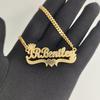 Custom Stainless Steel Punk Double Plate Two Tone Heart Name Necklace with Link Chain Gift for Her