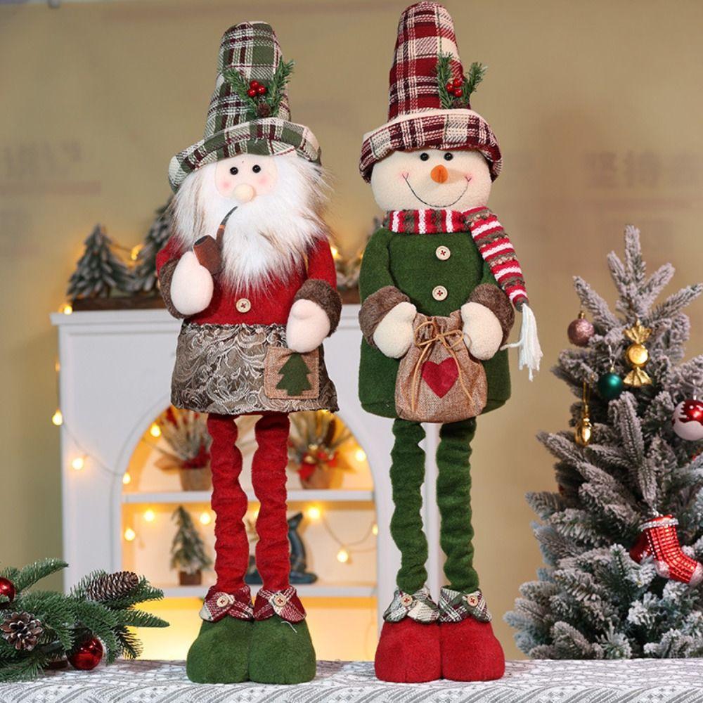 New Christmas Snowman Telescopic Doll Santa Claus Window Scene Christmas Decoration Knitted Elk Doll Merry Christma Gift