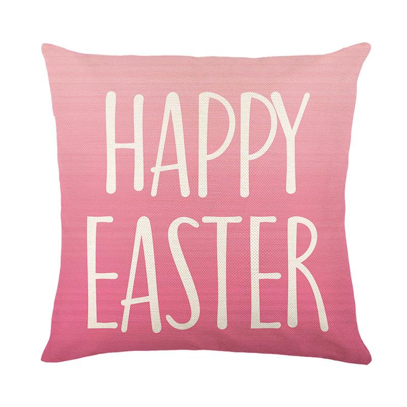 Pink Rabbit Egg Print Pillow Cover Polyester Home Living Room Decoration Sofa Cushion Cover Bedroom Bedside Pillow