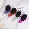 3-In-1 Portable Hair Brush With Mirror And Flat Top Comb Foldable Dual-Use Massage Feature Trendy Air Cushion Comb