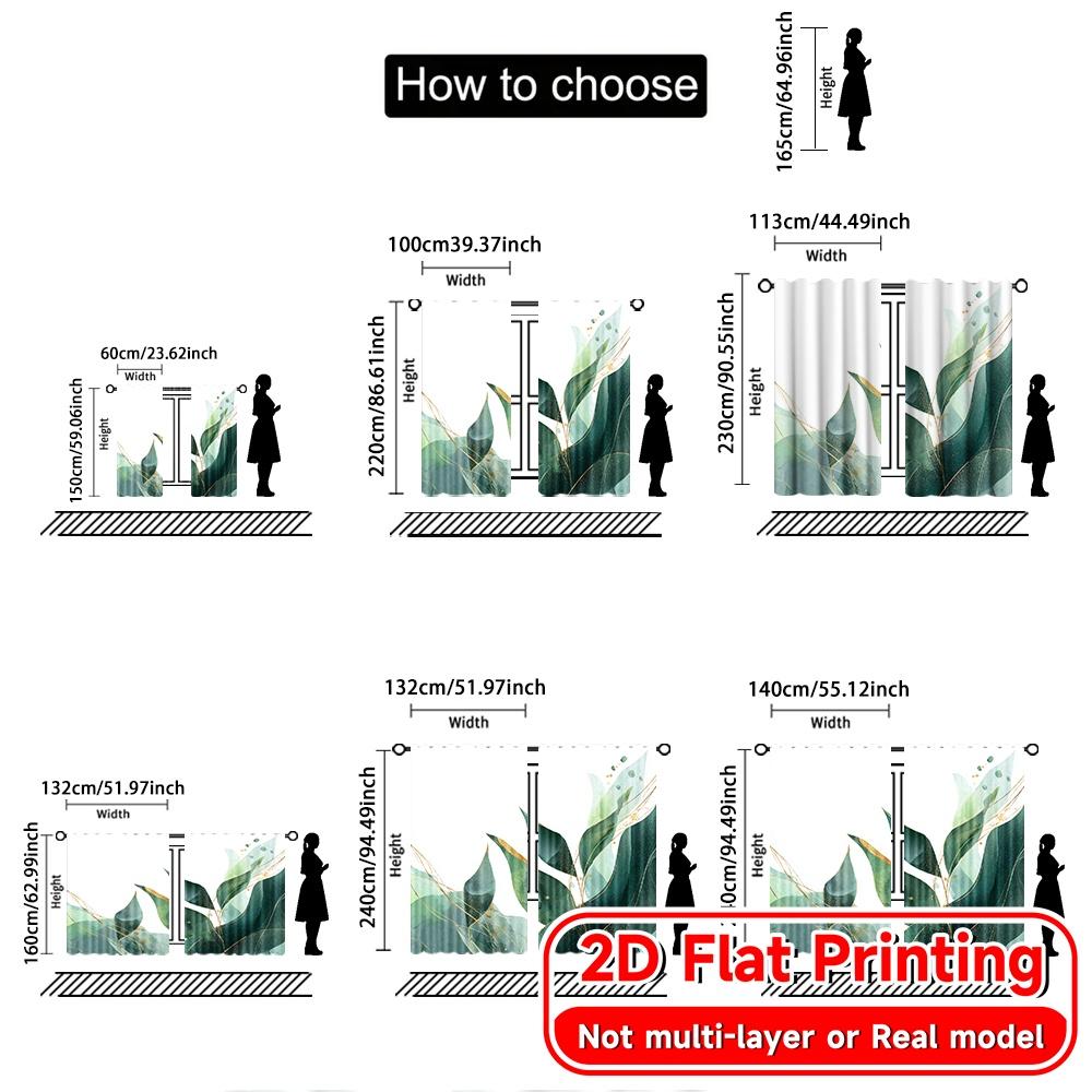 2D Flachdruck 2 Stück Blättergeometrien Beliebte Vorhang- und Fensterbehandlungsdrucke Lichtfilternde Vorhänge Geschenke für das Wohnzimmer