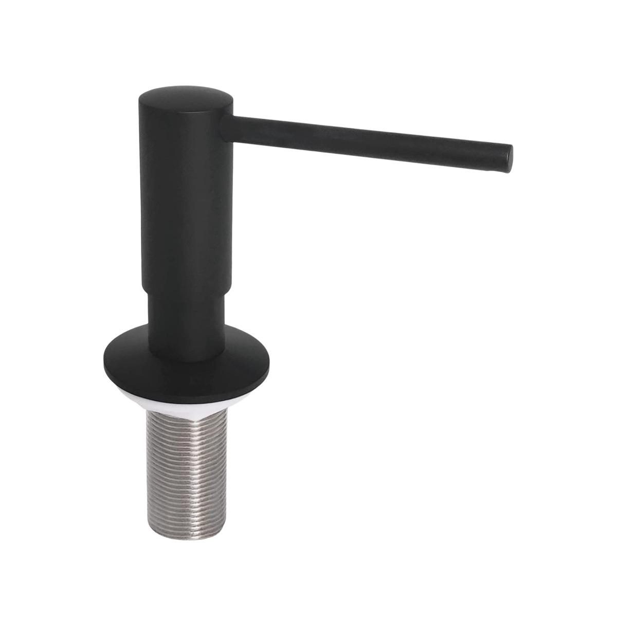 Matte Black Kitchen Sink Soap Dispenser, Press-Type, 500ml Capacity, Brass-Plated Threaded Tube