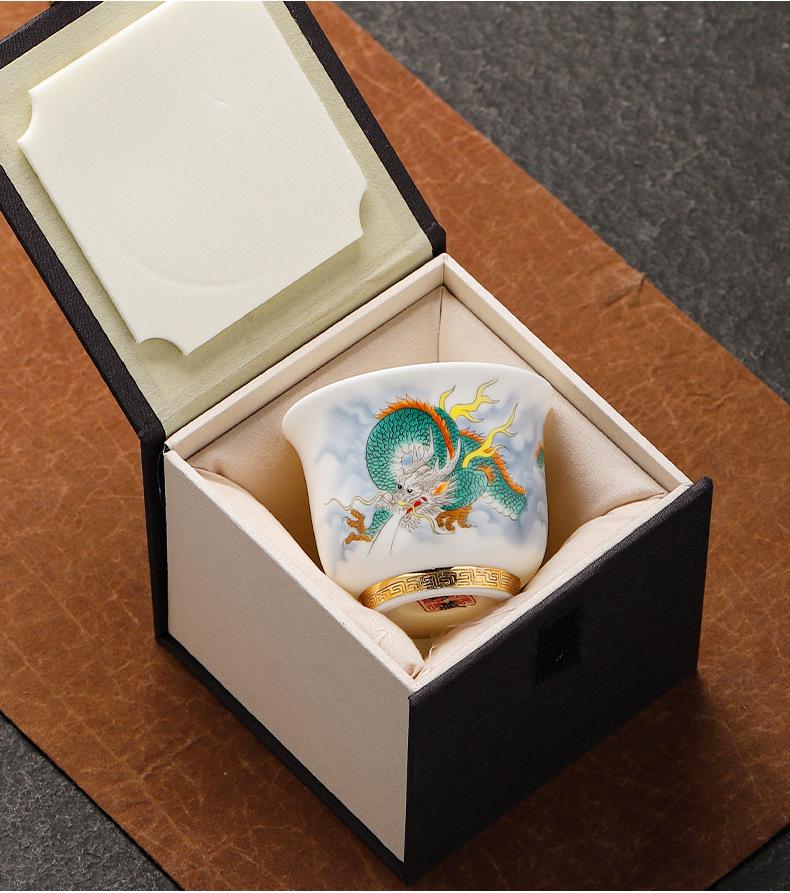 Suet jade teacup master cup single cup high-end personal tea drinking cup ceramic Chinese style large tea cup