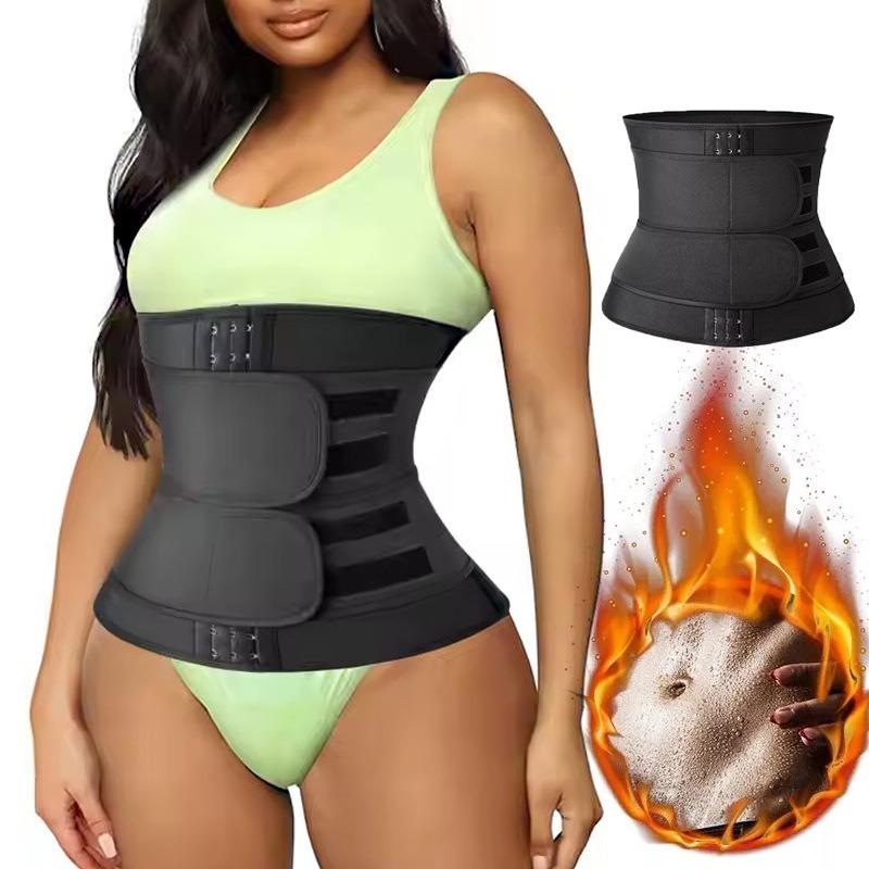 Double Belt Button Closure Neoprene Waist Trainer Sweat Body Shaper For Fitness Workout