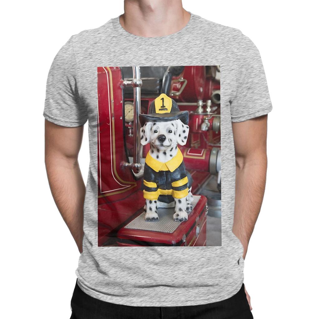 Firefighter Graphic Funny 100 Cotton TShirt Sparky the Fire Dog Tees Tops For Unisex