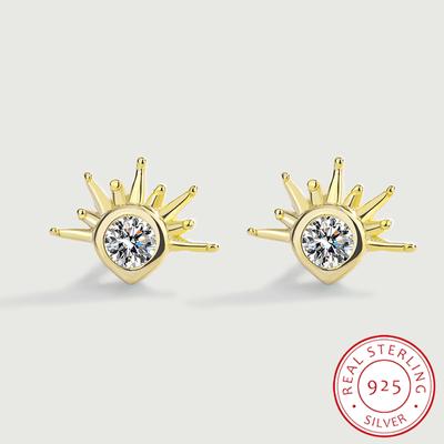 Pendiente de plata creativo con circonita de girasol S925 para mujer, pendientes de circonita dorada de alta calidad, joyería de plata esterlina, regalo para parejas, joyería de plata para fiesta