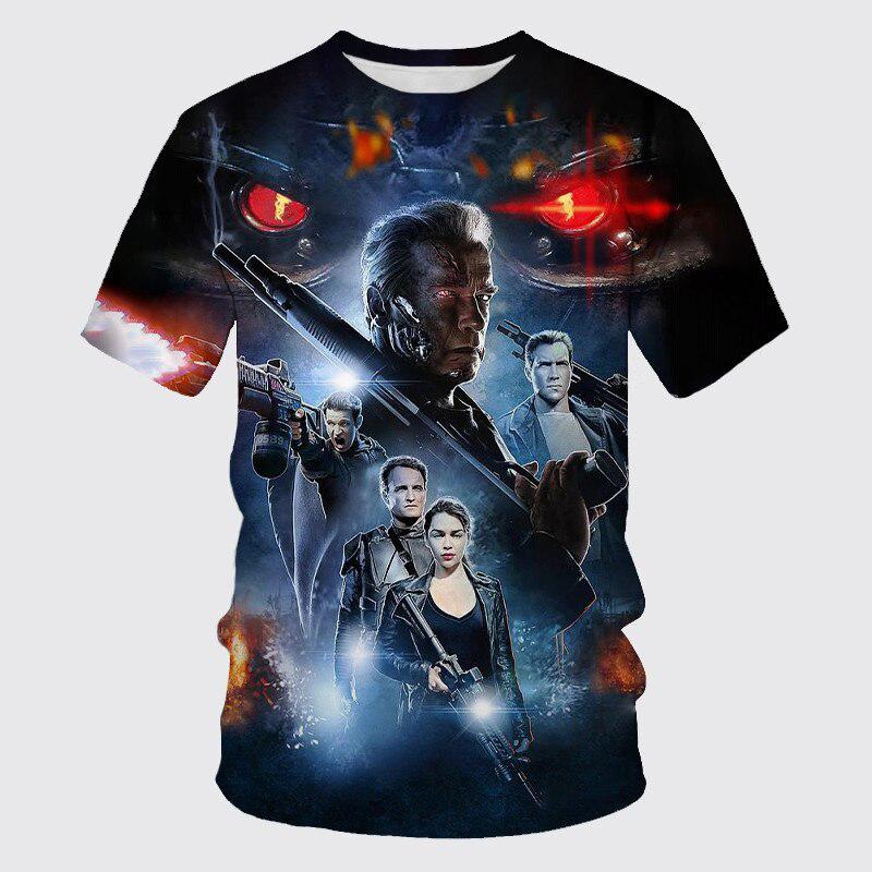Terminator 3D Print TShirts Men Women Casual Fashion Streetwear Oversized Short Sleeve  Adult children's parent child Tshirt