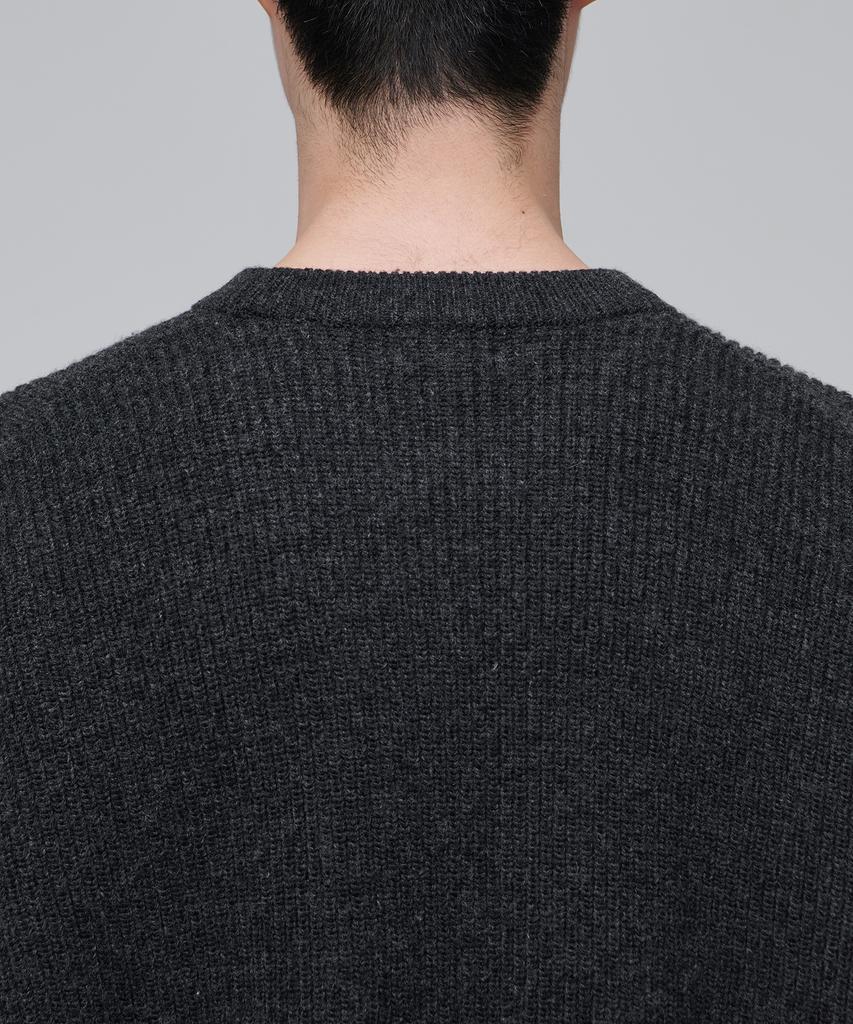MUSINSA STANDARD Oversized Ribbed Crew Neck Knit [Charcoal Gray]