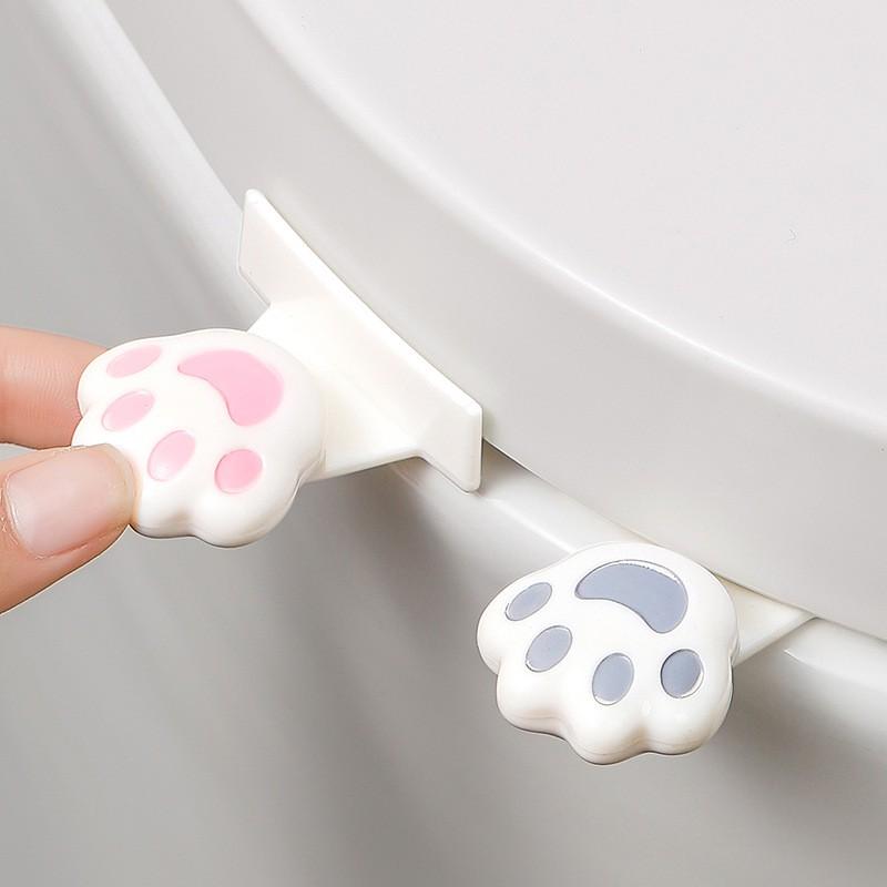Toilet Seat Lifter Tool Cat Paw Design Handle Hygienic Lid Opening Non-Touch Bathroom Accessory In Brown Or White