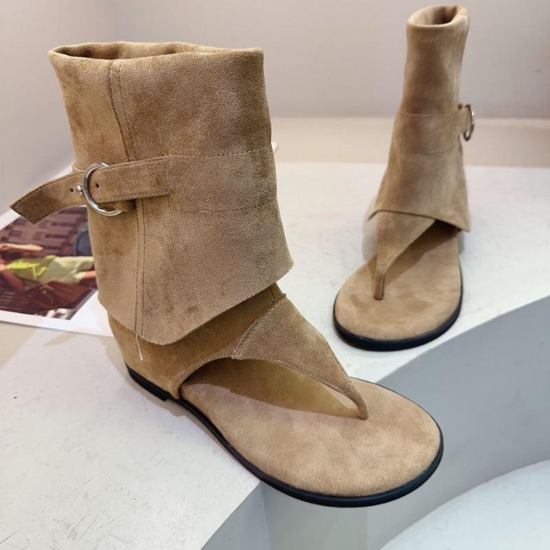 Inner heightening toe sandals women's shoes summer versatile and thin edge buckle wear cool boots high-top shoes