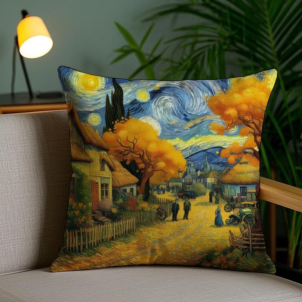Van Gogh Olejomalby Povlak na polštář Měkký krátký plyš Oboustranný tisk Domácí dekorace Lze prát v pračce Povlak na polštář Dárek