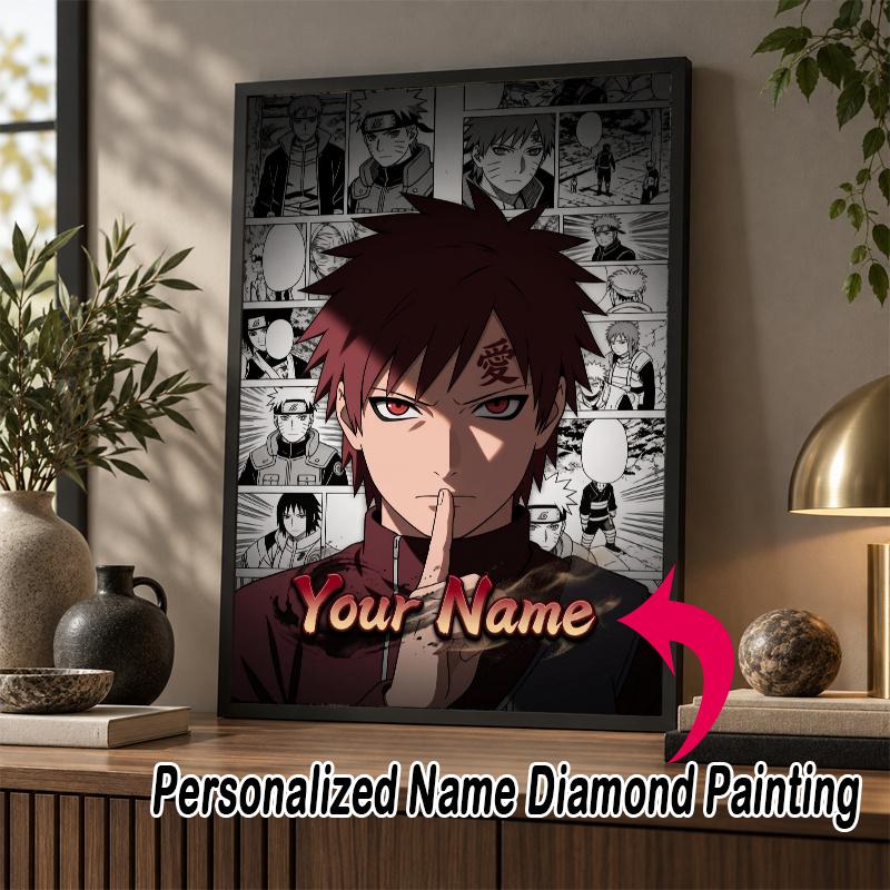 Personalized Gaara Naruto Diamond Art Custom Name 5D Diamond Painting Full Drill DIY Craft