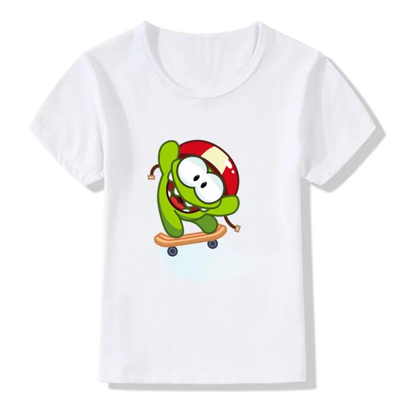 New boys tshirt Hot Game Cut The Rope Om Nom Frog Kids Tshirts Kawaii Cartoon Toddler Baby Boy Girl Tshirt Funny Children Tops