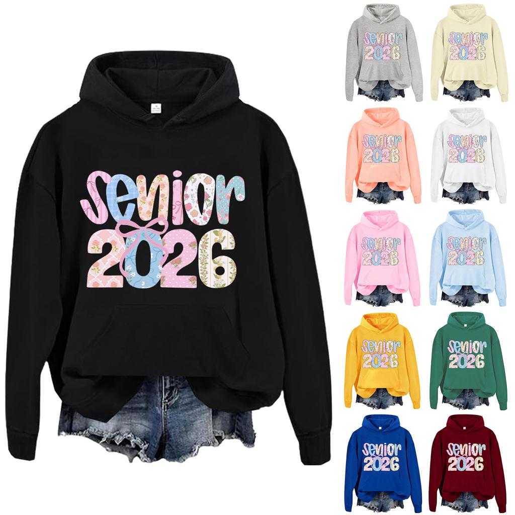 Women's Fashionable Long-sleeved Sweatshirt With Letter-printed Hooded Drawstring Pullover Top