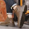 Módní Retro Pánské Kotníkové Boty Vodotěsné Neformální Kožené Boty Vysoké Bavlněné Boty pro Muže Plyšové Teplé Zimní Boty Protiskluzové Pracovní Boty