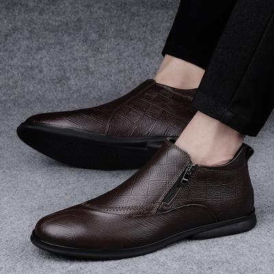 Fashion British Style Men Genuine Leather Chelsea Boots 2025 New Fashion Business Boots Outdoor Antiskid Ankle Boots Flat Designer Shoes