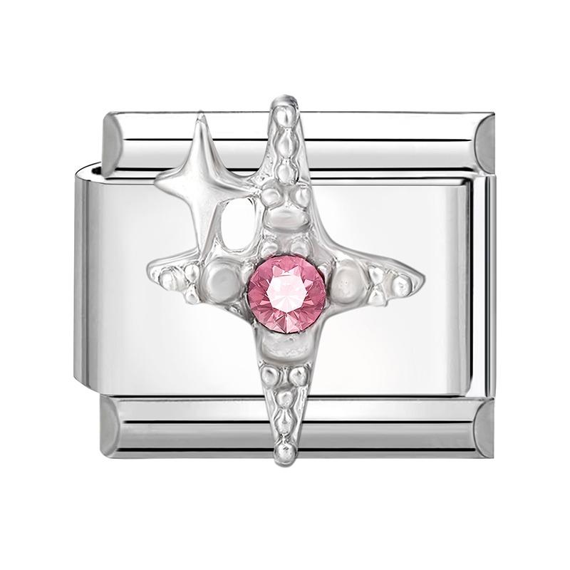 Zircon Bow Knot Starfish Flower Dolphin Italian Charm Links Fit 9mm Stainless Steel Bracelet Women Jewelry DIY Making Gifts