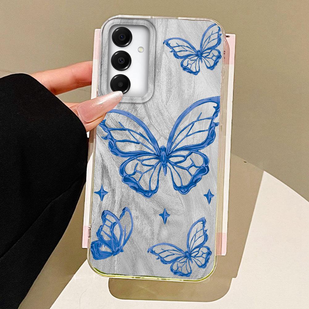 Laser Silver Butterfly Phone Case for Samsung Galaxy A55 A56 A36 A26 A16 A53 A06 A14 A24 A34 A54 A15 A25 A35 A12 A22 A32 Cover