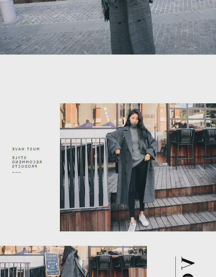 Women's Plaid Wool Coat, Padded Mid-Length Loose Korean Style for Winter 2025.