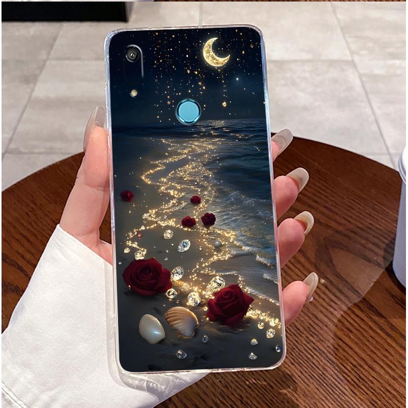 For Huawei Y6 Y6s 2019 Case MRD-LX1 MRD-LX3 Cute Love Rabbit Clear TPU Soft Silicone Back Cover Huawei Y6 Pro 2019 MRD-LX2 Funda