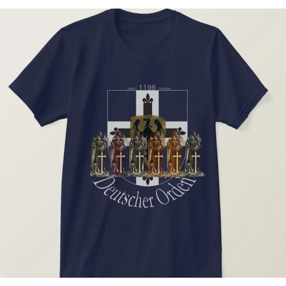 

Подарочная футболка для мужчин с изображением немецкого средневекового ордена Тевтонских рыцарей. Летняя хлопковая футболка с коротким рукавом и круглым вырезом, новая S-3XL M темно-синий