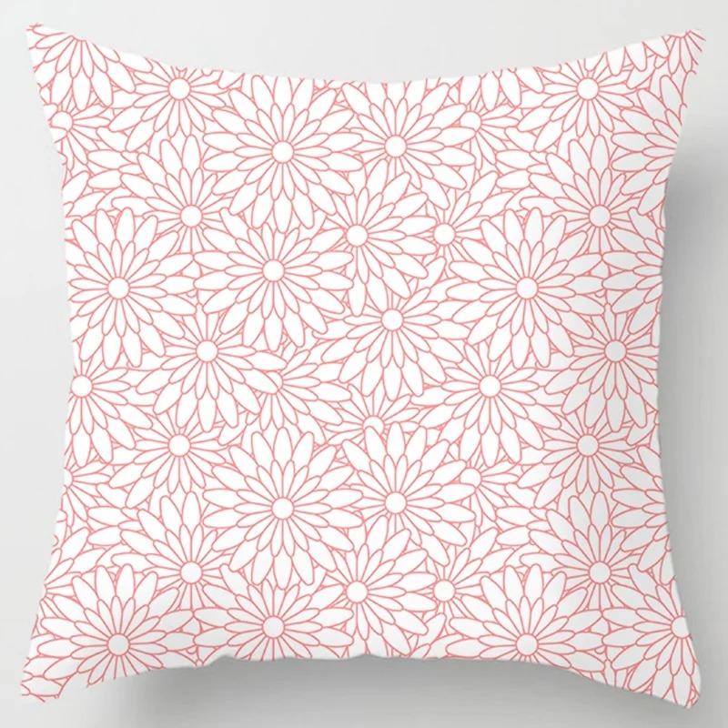 Pink Print Decorative Pillowcase Living Room Office Ornaments Home Pillowcase