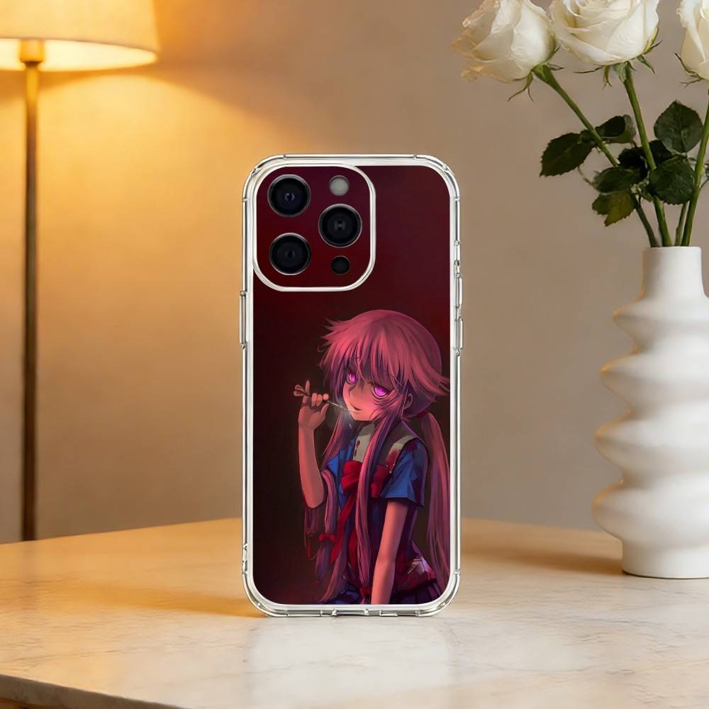 M-Mirai N-Nikki Gasai Yuno Anime Phone Case For iPhone 17 16 15 14 13 12 11 Mini Pro Max Plus Transparent Cover