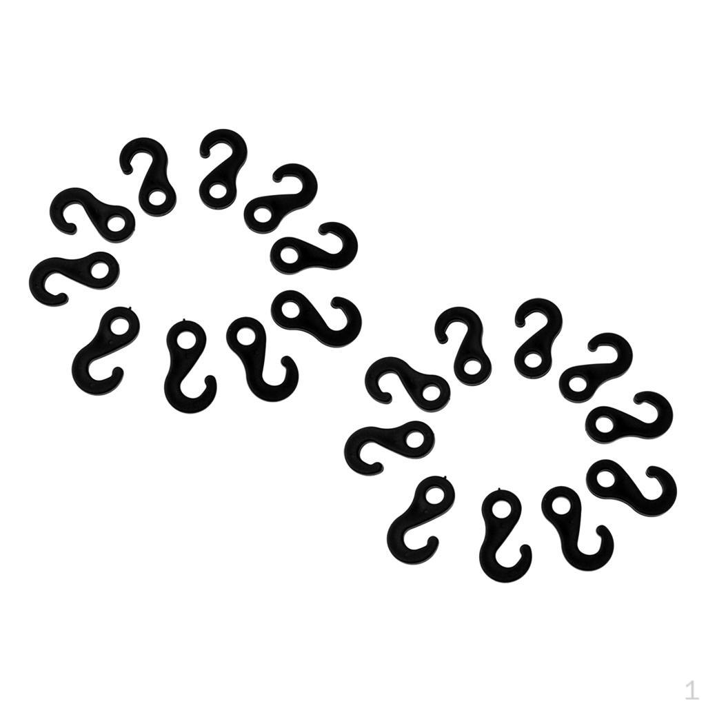 

20-Pcs Camping Tent Plastic Shock Cord Hook Elastic Rope End