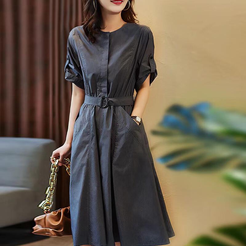 La Chapelle Women s Mid-Length Summer Workwear Dress L серый