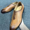 Mode Neue Herren Oxfords Schuhe Braun Gelb Runde Zehe Schnürschuhe Business Handgefertigte Kleiderschuhe Größe 38-46