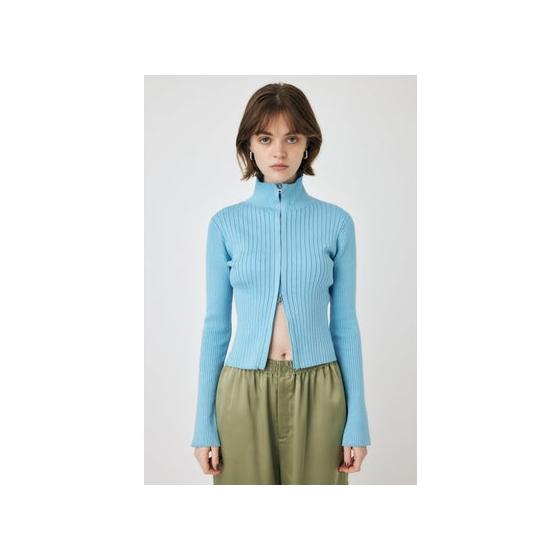 ZIP UP LS KNIT shirt L/BLU1