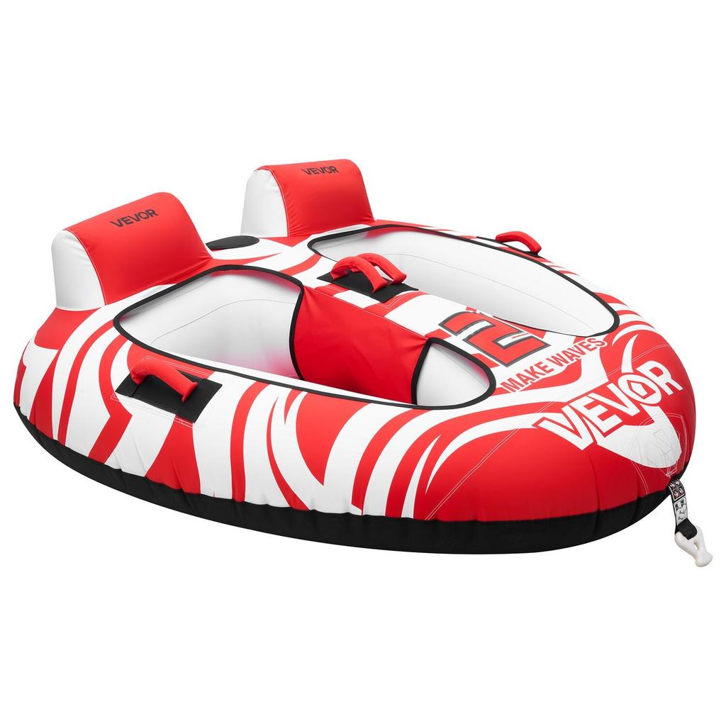 Towable Tubes for Boating, 2-Rider Inflatable Boat Tubes and Towables, 154 kg Capacity Water Sport Tubes for Boat to Pull - with 2 Cockpits, Full