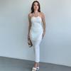 2025 Women's Autumn Solid Sleeveless Backless Slit Bodycon Dress