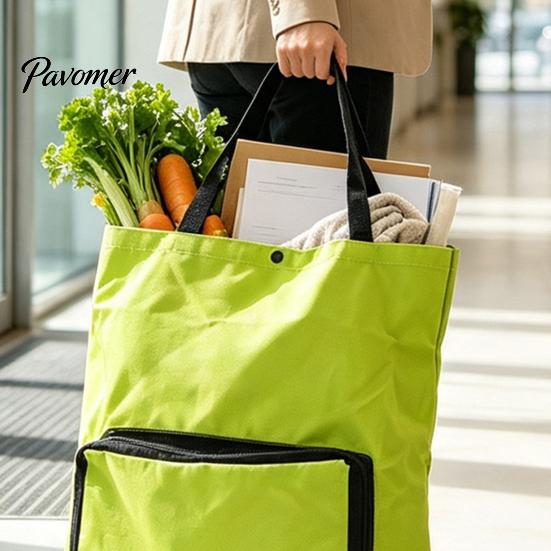 Tragbarer Einkaufswagen für tägliche Besorgungen mit Rädern, faltbar, wiederverwendbare Einkaufstasche, seitlicher leichter Trolley für Pendler, Tasche, große Kapazität