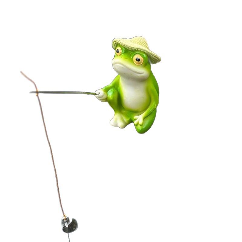 Venkovní zahradní pryskyřičná žába rybařící ozdoba - Dekorace pro jezírko a skalku