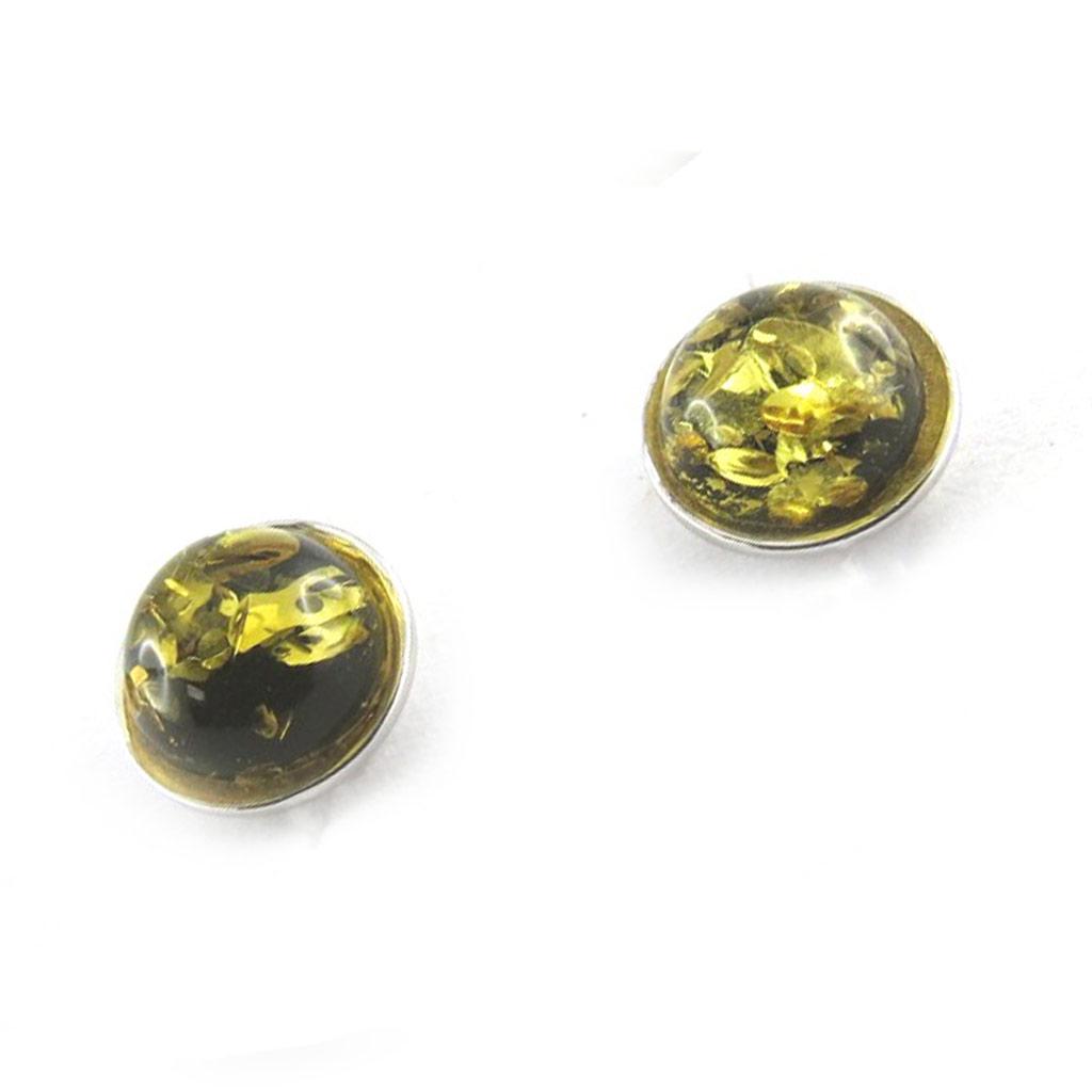 Les Trésors De Lily [N1987] - Green Amber 'Inspiration' Silver Earrings (rhodium-plated) - 8 Mm