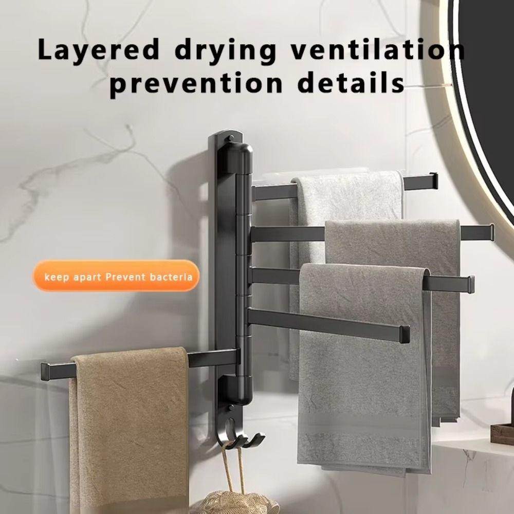 Multi-pole Suction Cup Towel Rack 180°Rotating Clothes Hanger Fashion Bathroom Towel Pole Rag