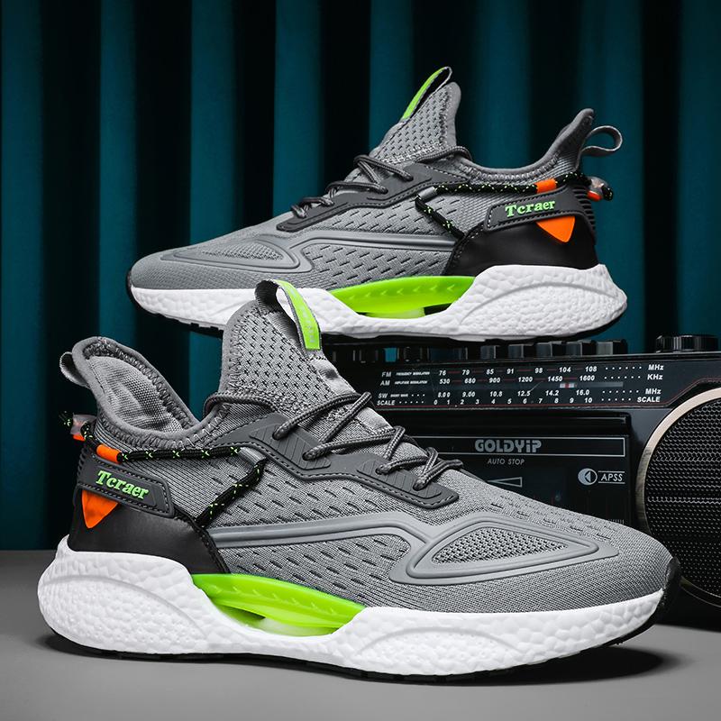 Unisex Running Shoes High-quality Ultralight Mesh Thick Sole Fashion Lace Up Casual Sneakers Flat Comfortable Tennis Shoes Man